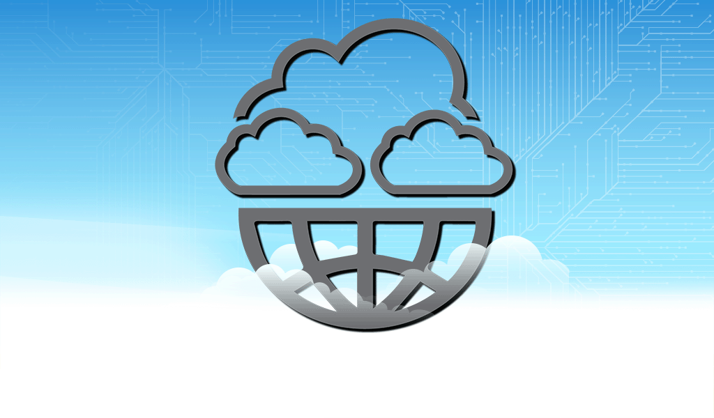 Managed Global hybrid cloud grey icon