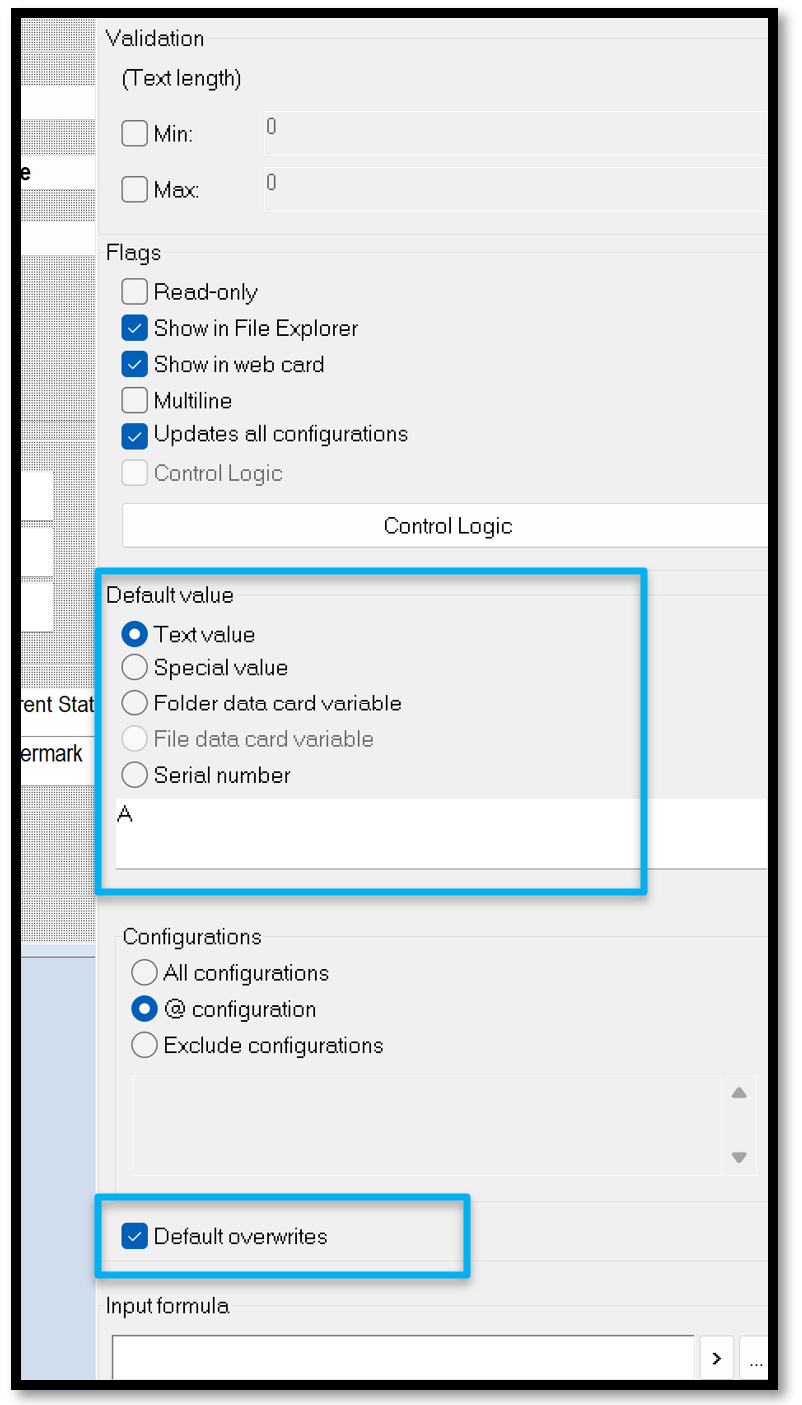 SOLIDWORKS PDM Data Card Control Logic