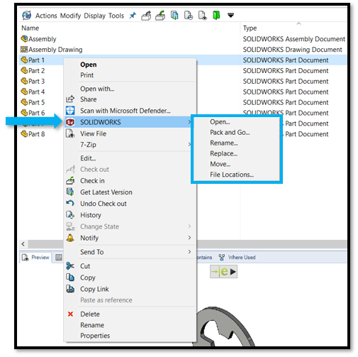 Windows shortcut solidworks pack and go
