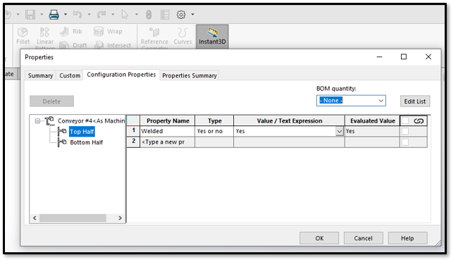 Custom Property Automation Solidworks configuration