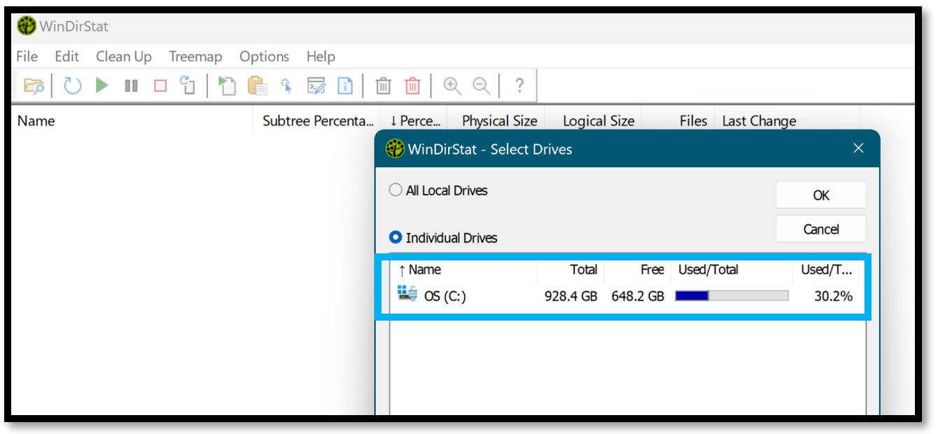 WinDirStat Select Drives