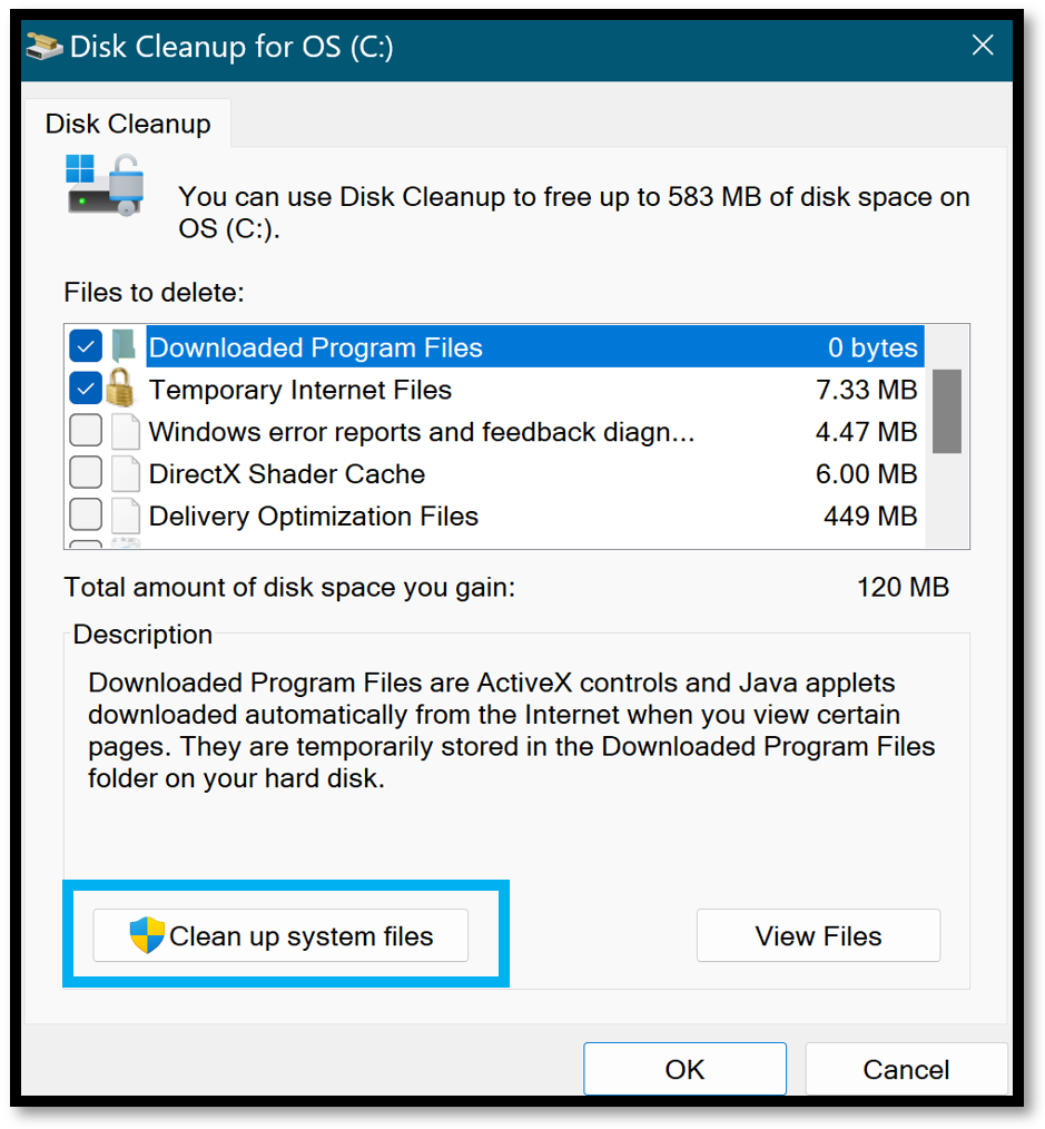 Disk Cleanup for X Drive