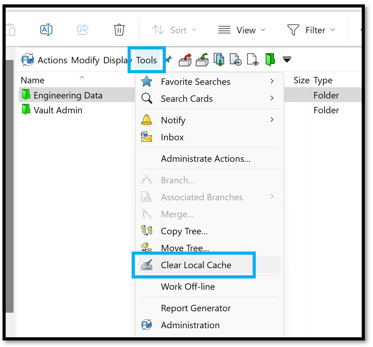 Clear Local Cache PDM
