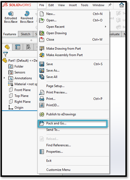 Pack and go Location SOLIDWORKS