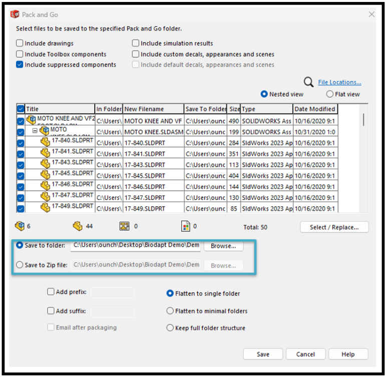 Save-to Location Pack and Go