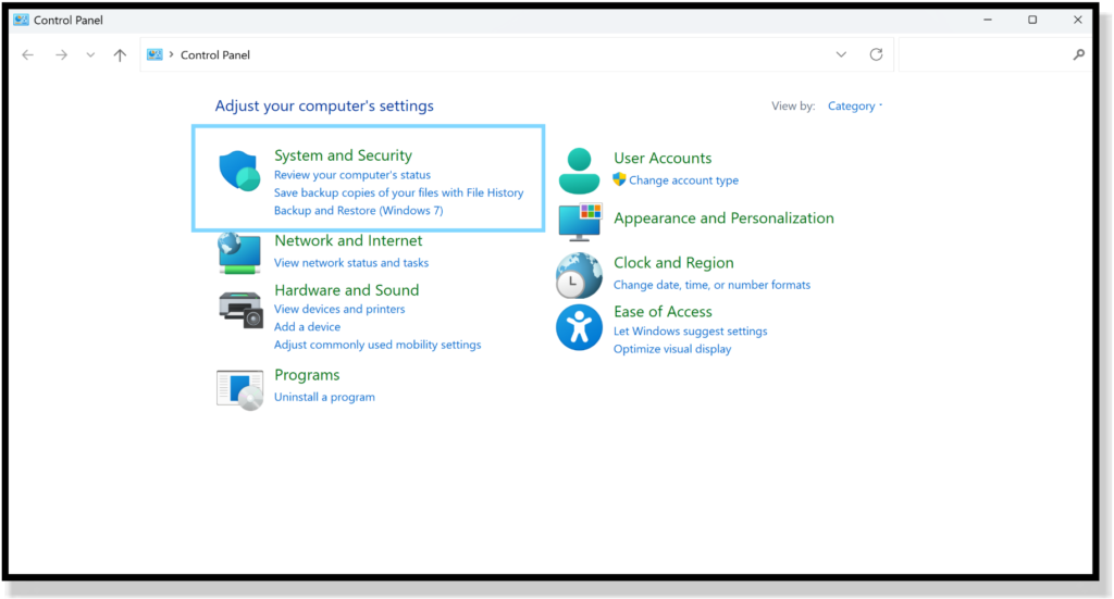 Windows Control Panel ODBC