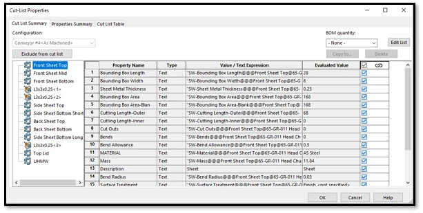 Custom Property Automation Solidworks cut list properties