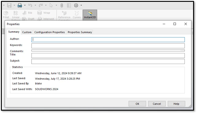 Custom Property Automation Solidworks properties
