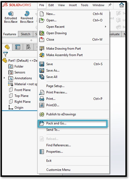 Pack and go Location SOLIDWORKS