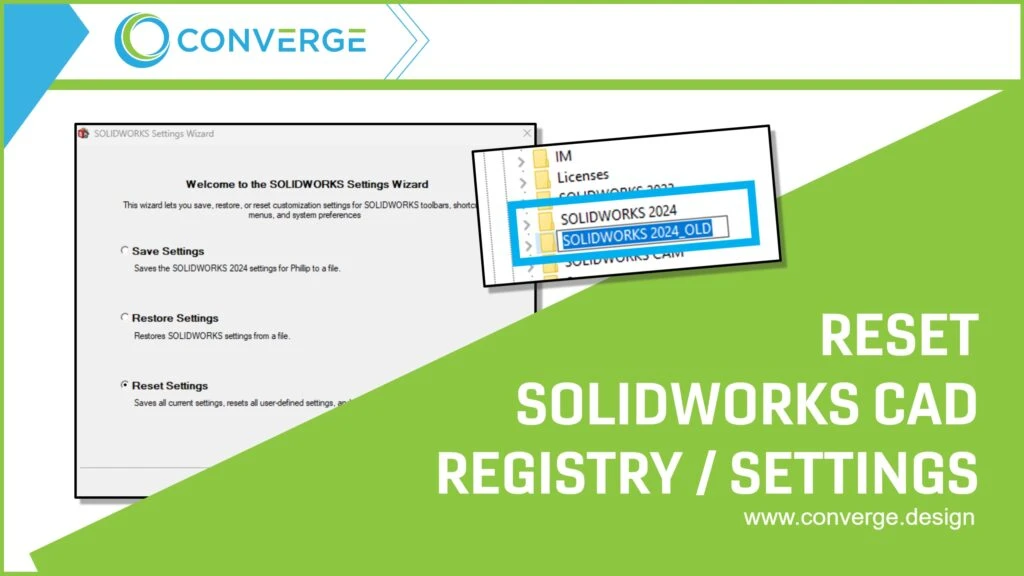 reset windows registry solidworks
