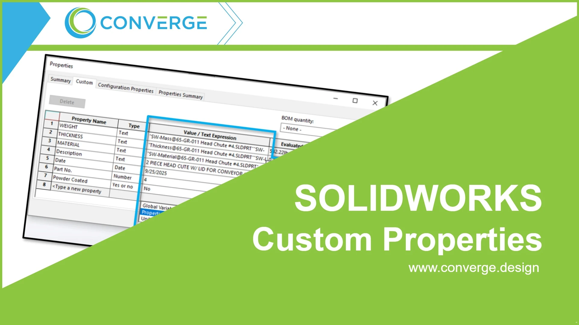 Solidworks custom properties