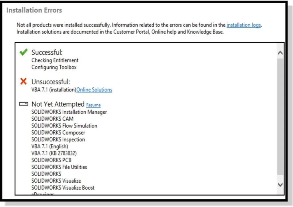 vba 7.1 errors solidworks