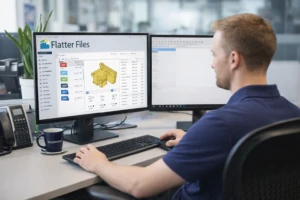 Engineer using Flatter Files to access CAD documents and released drawings from his computer